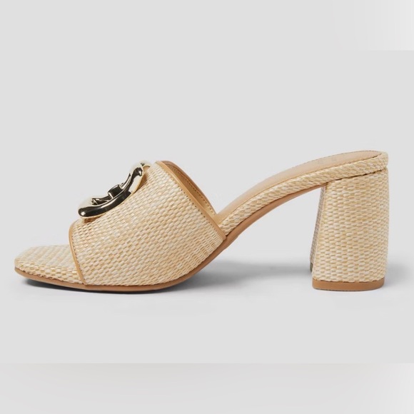 Arden Raffia Ornamented Block Heels with Memory Foam Insole - a new day - tan - Picture 2 of 7